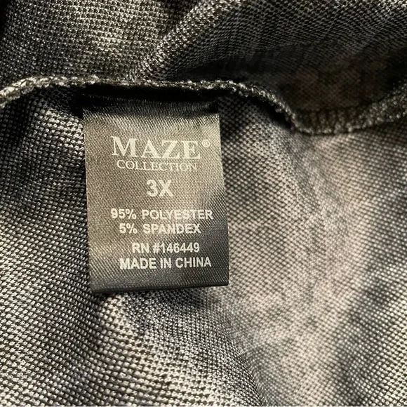 Maze Collection Pull-on Slim Fit Pants, Black and White, Size 3X - Picture 4 of 11